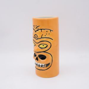 Personnalisé fait à la main Totem Relief Porcelaine Hawaii Tiki Verres à Cocktail Tasses Céramique Orange Jaune Quirky Uncanny Two Faces Tiki Mug - Product Image 3