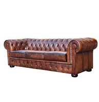 Luxuriöses Chesterfield Konvertierbares 3-Sitzer Echtleder-Sofa Klassisch Tief Gesteppt Elegantes Wohnzimmermöbel Lagerware