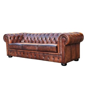 Luxury Chesterfield Sofa 3 Seater Genuine Leather Classic Deep Tufted Couch Elegant Living Room Furniture Timeless Design - Product Image 3
