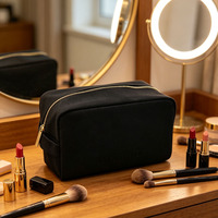 Sacs à cosmétiques pour femmes en toile 100% coton, fermeture éclair, vente en gros, trousse de maquillage portable, sac de toilette de voyage
