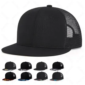 Gorras de camionero con logotipo personalizado, Gorras deportivas de Hip Hop con logotipo personalizado, 2 tonos, en blanco, plano, ajustadas, 6 paneles