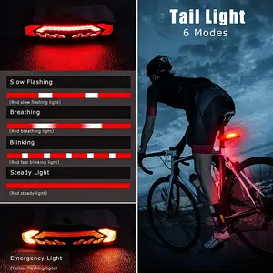 Best Selling 5 In 1 Multi Function IP65 Waterproof Usb Rechargeable Bicycle Accessories Bike Rear Light Bicycle Tail Light