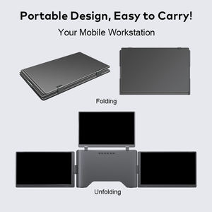 จอภาพพกพาขนาด 15.6 นิ้ว จอ IPS 1 สายเชื่อมต่อ 3 จอ แบบพับได้ พร้อมมาตรฐาน CE FCC RoHS สำหรับ Windows และ MacOS - Product Image 4