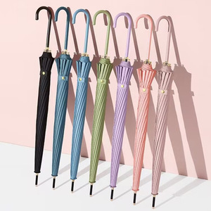 16-Bone Automatic Iron Handle Hook Straight Umbrella Large Double Sunny Advertising Gift Umbrella