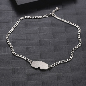 All'ingrosso personalizzato in acciaio inox occhiali da sci collana con ciondolo inciso senza paura con la scatola catena per il regalo di fidanzamento - Product Image 6