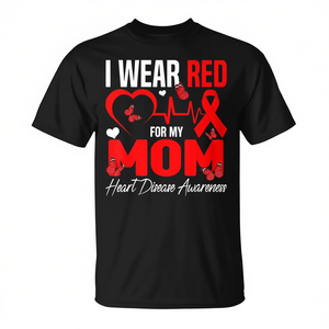 T-shirt de sensibilisation à la maladie cardiaque rouge pour maman, fille, fils - Cadeau personnalisé pour les êtres chers - Product Image 2