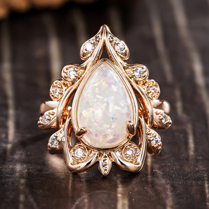 Anello da donna A069 in oro massiccio 18 carati con diamanti naturali taglio a pera, gioiello da sposa per lei - Product Image 6