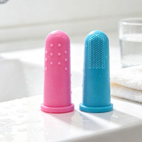 Accessoire de soin buccal pour animaux de compagnie à livraison rapide, brosse à dents en silicone double face à poils doux
