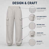 Pantalon de survêtement cargo athleisure avec taille élastique, poches à rabat, détail de couture latérale, couleur unie, coupe ample et fuselée pour le streetwear