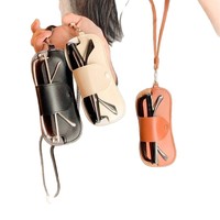 Pochette de rangement créative et minimaliste en cuir pour lunettes, design à suspendre au cou, fermeture à pression, style rabattable pour lunettes de soleil de voyage - Décoration