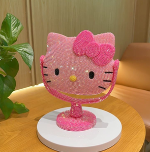 Dessin animé belle Bling Bonjour Kt miroir plastique diamant bricolage miroir de maquillage Girly princesse Kitty <span class=keywords><strong>chat</strong></span> miroir - Product Image 1