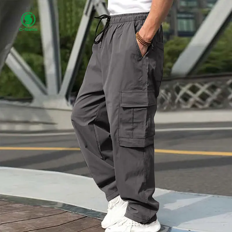 2024 New Summer Men's Cargo Pants Loose Straight Leg Casual Trousers