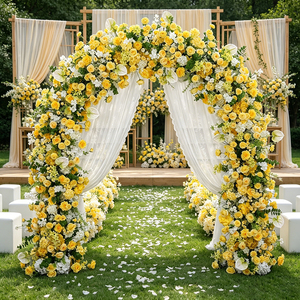 Luxury Yellow Artificial Flower Arch U Shaped Wedding Backdrop decoration for wedding entrance decor - Product Image 1