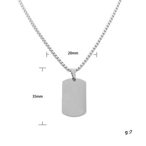 Collier avec pendentif en forme de plaque d'identification pour chien en acier inoxydable, argent, 35x20mm, chaîne de 60cm, bijoux de mode pour hommes - Product Image 5
