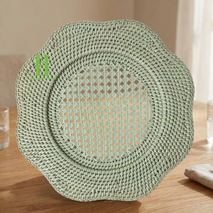 Eco-friendly Rattan Charger <b>Plate</b> Wall Decoration Round Flower Rattan Placemat Home Rattan Table <b>Mats</b> OEM Made In Vietnam - Product Image 1