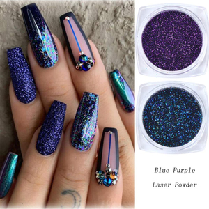 Holographic Nail Glitter Charm 6 Jars, Colorful Blue, Black, Purple Nail <b>Art</b> Powder Craft <b>Sequins</b> Dust - Product Image 2