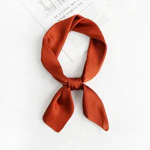 New Rắn Màu Nhỏ Vuông Phụ Nữ Đơn Giản Khăn Tóc Ban Nhạc Trang Trí Khăn Ribbon Phù Hợp Với Áo Sơ Mi Nhà Sản Xuất