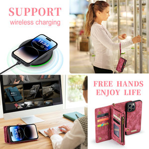 Funda de teléfono CaseMe <span class=keywords><strong>Splid</strong></span> Wallet para iPhone 14 Pro Max desmontable Muti-Cards funda trasera de cuero magnético para iPhone 16E 15 14 13 - Product Image 3