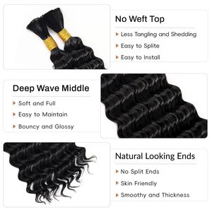 Cabello trenzado sintético para trenzar cabello a granel <span class=keywords><strong>de</strong></span> onda profunda Extensiones sin costuras Paquete <span class=keywords><strong>de</strong></span> cabello - Product Image 4