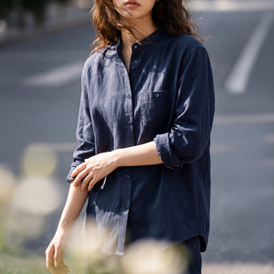 Chemise <span class=keywords><strong>Femme</strong></span> Maden Style Preppy Décontractée Col Mandarin Légère Coupe Ample Minimaliste Tendance Automne 2026 - Product Image 5