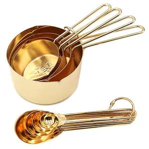 Backen Kochute nsilien Edelstahl Gold Messbecher Messlöffel 8er-Set