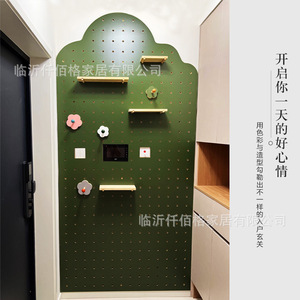Nordic Style Wall Mounted Pegboard Storage Rack Solid Wood No Drill Multipurpose Entryway Bedroom <b>Kitchen</b> Display <b>Shelf</b> - Product Image 1