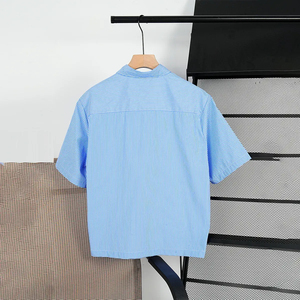 <span class=keywords><strong>Camicia</strong></span> Casual da <span class=keywords><strong>Uomo</strong></span> <span class=keywords><strong>a</strong></span> <span class=keywords><strong>Righe</strong></span> Primaverile con Colletto Rovesciato, Top da Lavoro Corto <span class=keywords><strong>a</strong></span> Maniche Corte con Bottoni, 100% Cotone Antirughe - Product Image 4