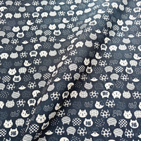 Tissu imprimé chats et poissons de style japonais, pré-coupé, 3 yards/pièce, polyester et coton mélangés, pour projets de couture faits main DIY