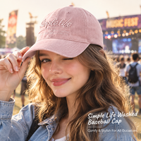 Casquette de baseball vintage en coton délavé, broderie 3D Simple Life, unisexe, 6 panneaux, réglable, style Dad Hat, chapeau de soleil pour l'extérieur