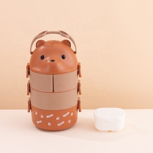 กล่องข้าวทำจากฟางข้าวสาลี3-in-1วัสดุเกรดอาหาร100% จาก icen กล่องอาหารกลางวัน3ชั้นสามารถให้ความร้อนได้พร้อมช้อนและส้อมสำหรับทารกแรกเกิด - Product Image 2