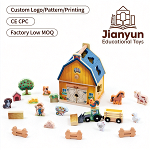 Kit de ferme <span class=keywords><strong>en</strong></span> bois DIY <span class=keywords><strong>en</strong></span> gros, ensemble multi-activités pour tout-petits, maison d'association d'animaux pour bébé, <span class=keywords><strong>jouet</strong></span> d'apprentissage Montessori préscolaire - Product Image 1