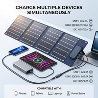 Chargeur solaire monocristallin pliable haute efficacité 40W avec double sortie USB (QC3.0) et 18V pour batteries externes et batteries 12V