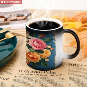 Frosted Black <b>Ceramic</b> <b>Mug</b> 11oz Heat Changing Magic Cup Portable Business Trip Drinking Cup - Product Image 5