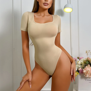 ชุดรัดรูปแขนสั้นสำหรับผู้หญิงชุดรัดรูปคอเหลี่ยมชุดรัดรูปคอทรงใหม่สำหรับ2025 - Product Image 1