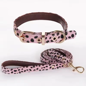 Manufacturer Wholesale New Designer <strong>Dog</strong> <strong>Collar</strong> Leopard Print Fabric High Quality Classic Luxury <strong>Leather</strong> Pet <strong>Collar</strong> - Product Image 2