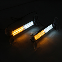 Luces LED Estroboscópicas para el Interior del Coche, Luces Intermitentes de Emergencia para el Parabrisas, Barra de Luces de Advertencia, Color Ámbar y Blanco, Montaje con Ventosas