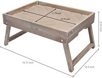 Plateau de lit en bois d'acacia FSC&BSCI pour manger, plateaux de petit-déjeuner avec pieds pliables