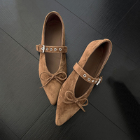 Chaussures plates confortables pour femme, à bout pointu, avec boucles à rivets et nœuds mignons, collection Printemps-Automne 2026