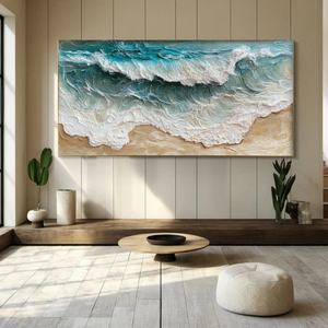 Obra de Arte Abstracta de Olas del Mar, Decoración Contemporánea para Pared, Pintura en Lienzo Hecha a Mano, Pintura al Óleo Texturizada, Decoración de Interiores - Product Image 1
