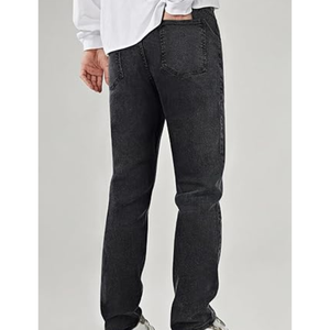 Jean droit délavé coupe droite pour homme, taille mi-haute, style décontracté streetwear, automne - Product Image 3