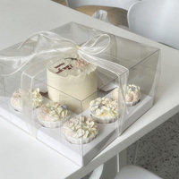 IMEE Boîte Bento Élégante Haute Qualité Haute Robuste Carrée Transparente en Plastique 10'' Carré pour 2 4 5 8 Cupcakes ou Gâteau 5'' pour Fête