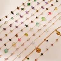 Cadena de Tobillo de Acero Inoxidable Estilo Playa a la Moda, Tobilleras con Piedras Coloridas para Mujer