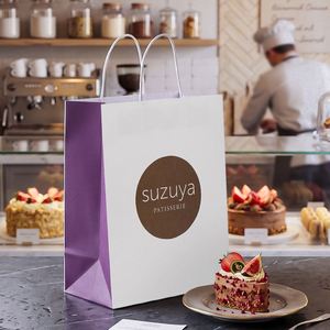 Custom Eco-Friendly Recyclable Thickened Kraft Bags with Handles <b>for</b> Cake Baking Dessert Food Packaging <b>Paper</b> Bag - Product Image 3