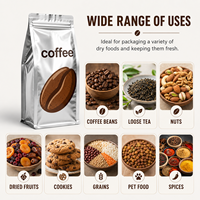 Sacs d'emballage pour café en grains torréfiés de 250g et 500g, en aluminium personnalisés, refermables, avec fermeture éclair et thermoscellables, directement de l'usine