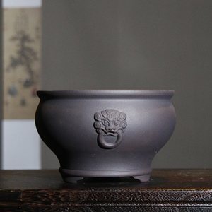 Maceta de Cerámica para Bonsái, Arcilla Morada, Diseño de Cara de Animal, Estilo Zen, Maceta China Antigua para Orquídeas - Product Image 3