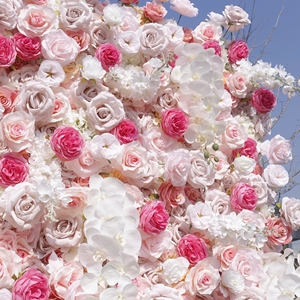 Floral Supplies Baby Shower Decoration Wedding Silk Rose Blush Pink Flower Backdrop Flower Wall 8x8 ft <strong>Back</strong> <strong>Drops</strong> for Events - Product Image 5
