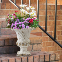 Ferme extérieure personnalisée en gros blanc Mgo ciment planteur petits Pots de fleurs en pierre antique jardinières pots de jardin et jardinière