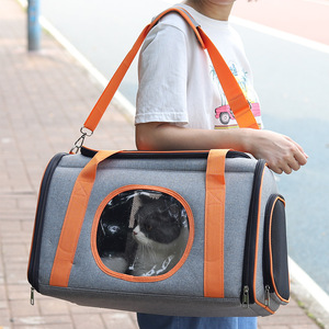 Transportín portátil para mascotas, bolsa de viaje de malla transpirable para gatos y perros, color naranja, uso en coche, diseño sólido - Product Image 2