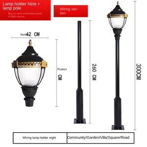 Lámpara de Jardín Exterior con Globo de Vidrio de 300 cm, Poste de Metal IP66, Bombilla LED A19, CA 220 V, Energía Solar, Sensor de Movimiento, Garantía de 10 Años - Product Image 2