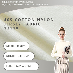 Tissu jersey extensible en coton et nylon 40S, largeur 185 cm, 230 GSM, matière tricotée élastique pour T-shirts, sous-vêtements et vêtements - Product Image 1